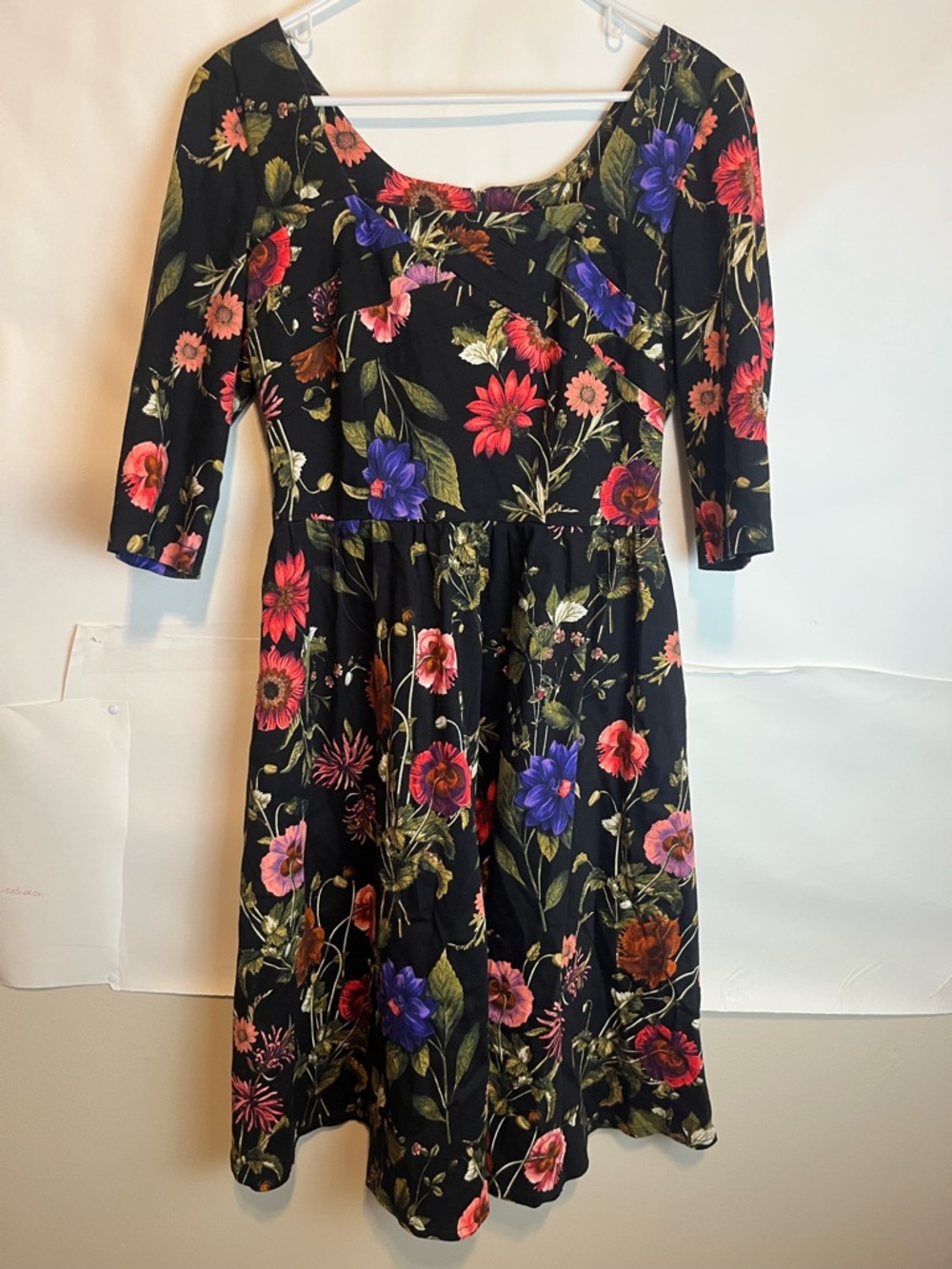 Voodoo Vixen Black Floral Fit-and-Flare Dress Dark Romantasy Retro 50’s XL
